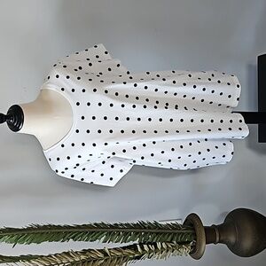 ellos Off-White and Black Polka Dot Short Sleeve Tee NWOT